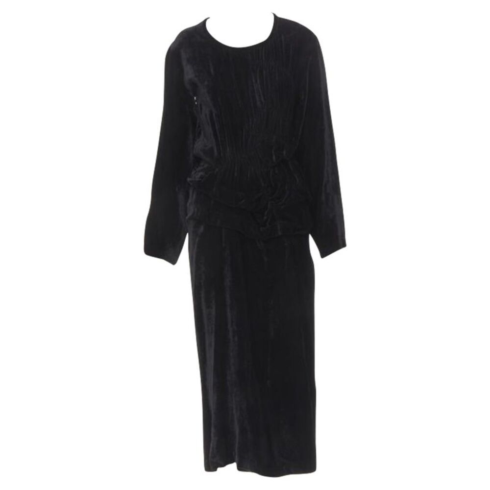 Comme Des Garcons Velvet Shirred Midi Dress